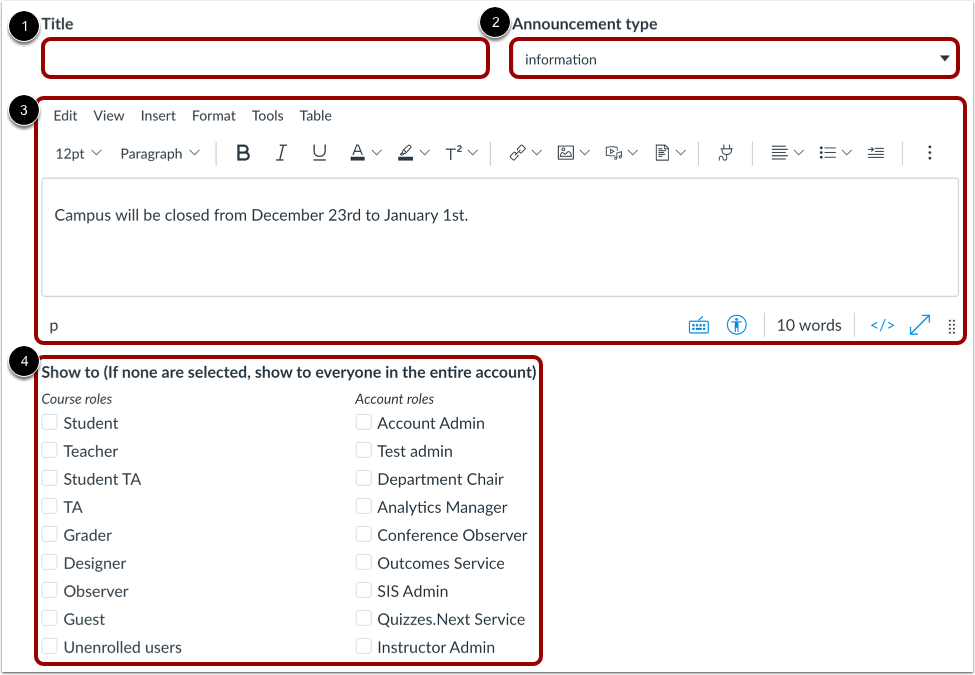 Add Announcement Details