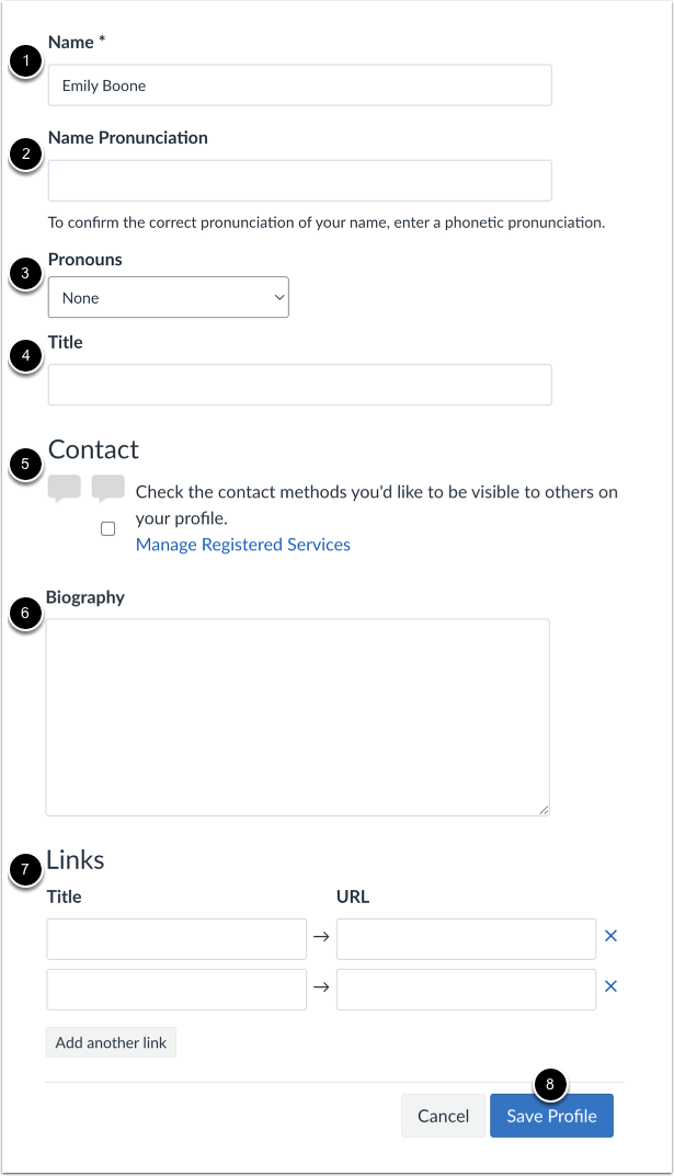 Edit Profile Settings