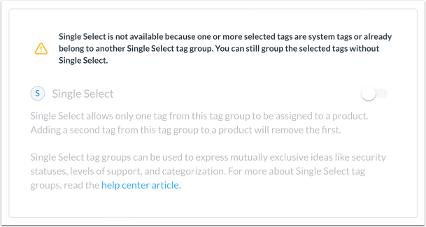 View Single Select Option Error Message