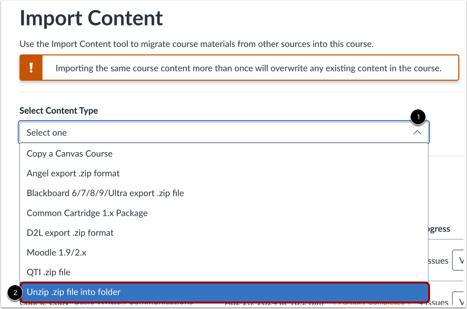 Select Content Type
