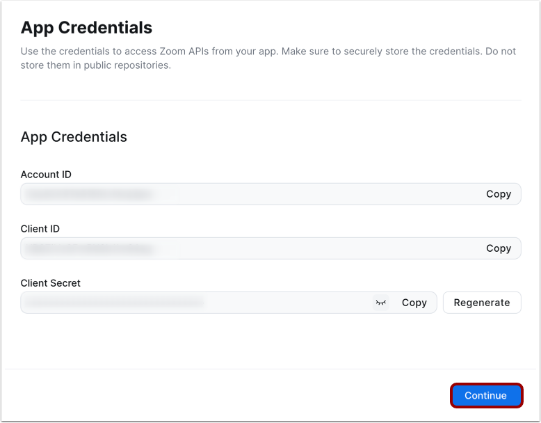 View App Credentials