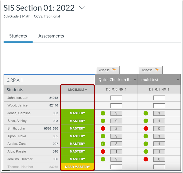 View Sorted Student List