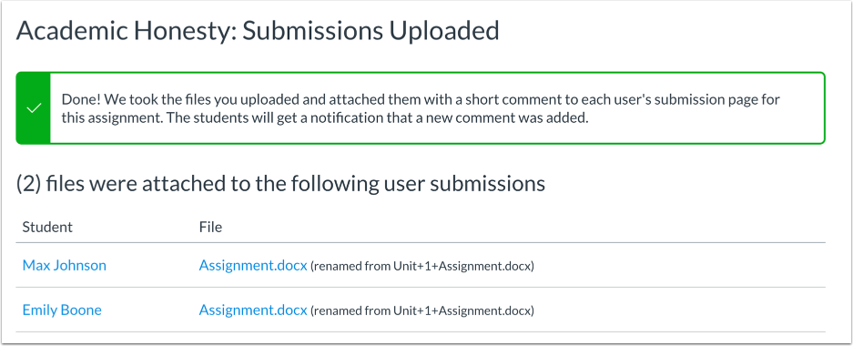 View Uploaded Submissions