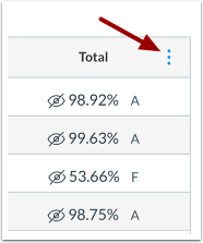 Open Total Column Menu