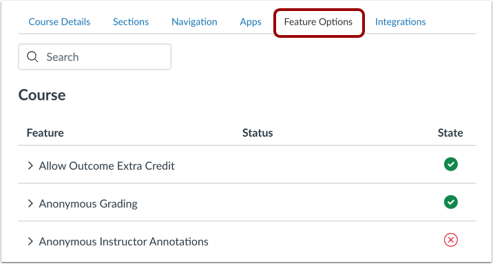 View Feature Options