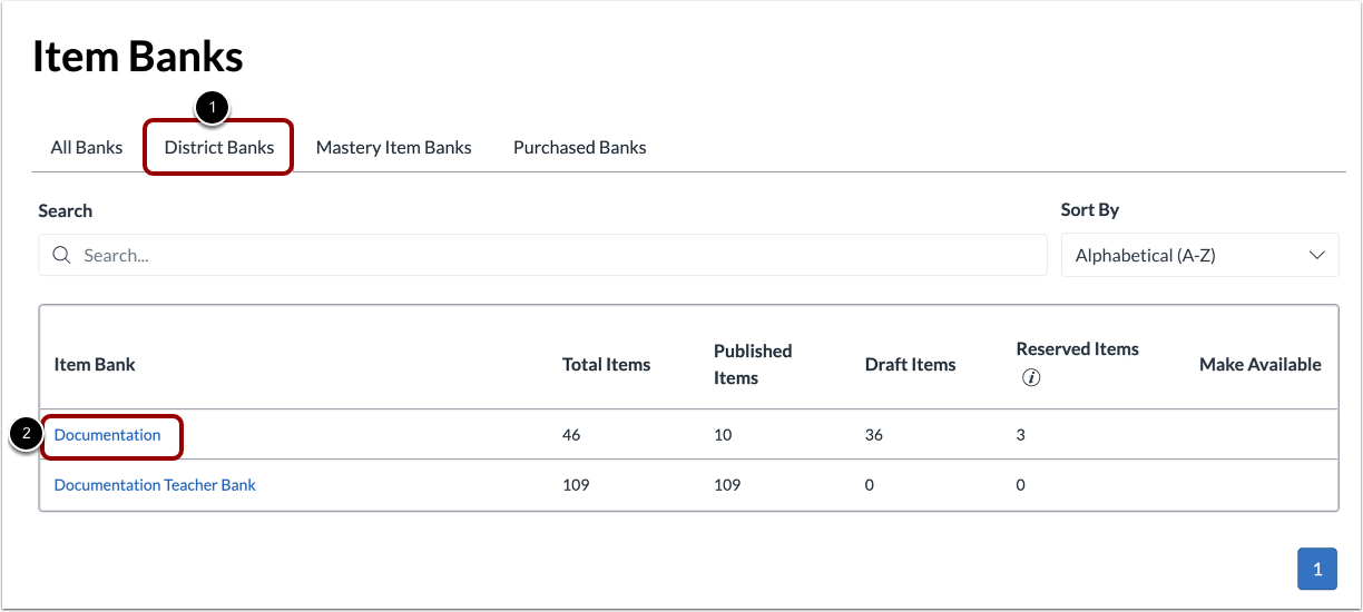 View District Item Banks