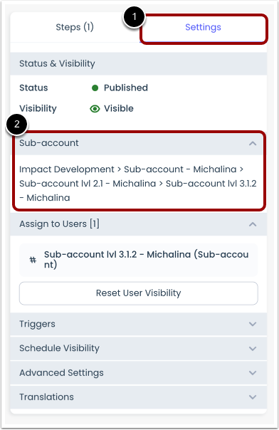 View Sub-account Settings