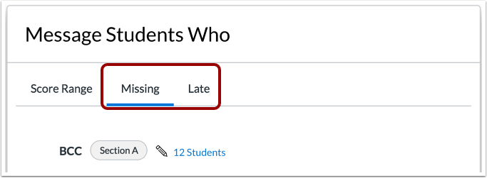 Select Missing or Late Submissions