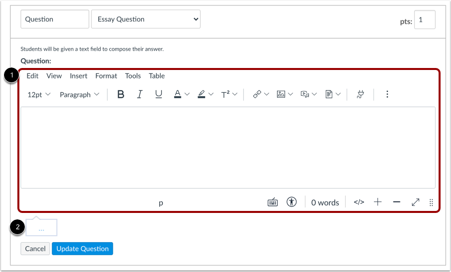 Edit Essay Question Details