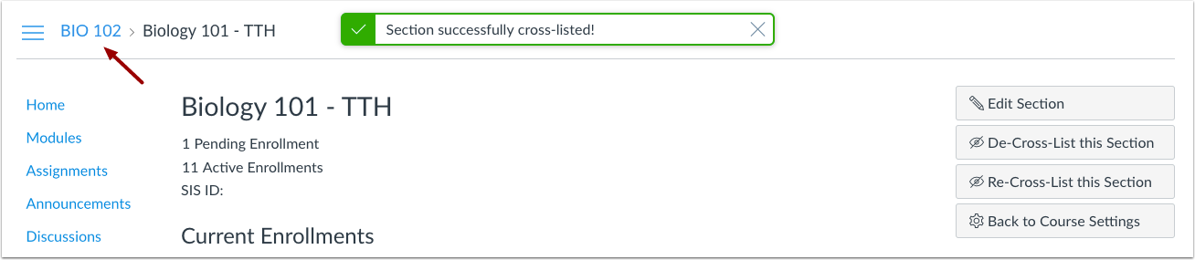 Confirm Cross-Listing