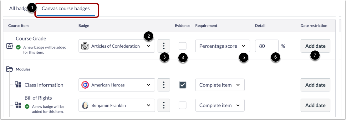 Manage Canvas Course Badges