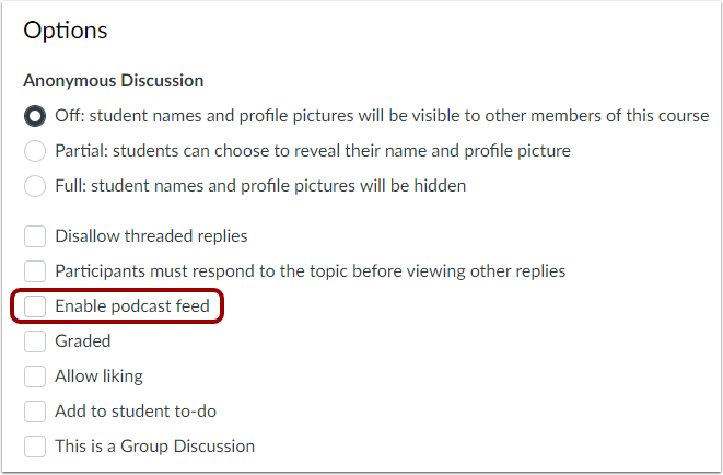 Select Discussion Options
