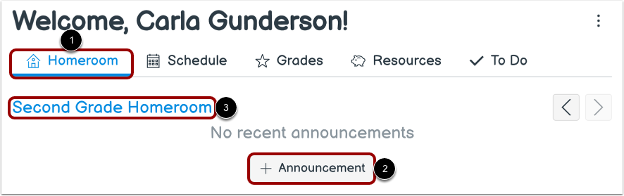 Add Homeroom Announcement