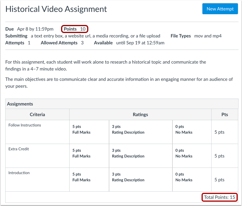 Create Extra Credit within a Rubric