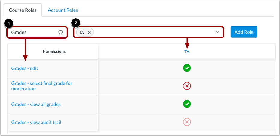 Search and Filter Permissions