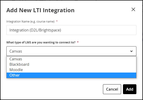 add new lti intergration