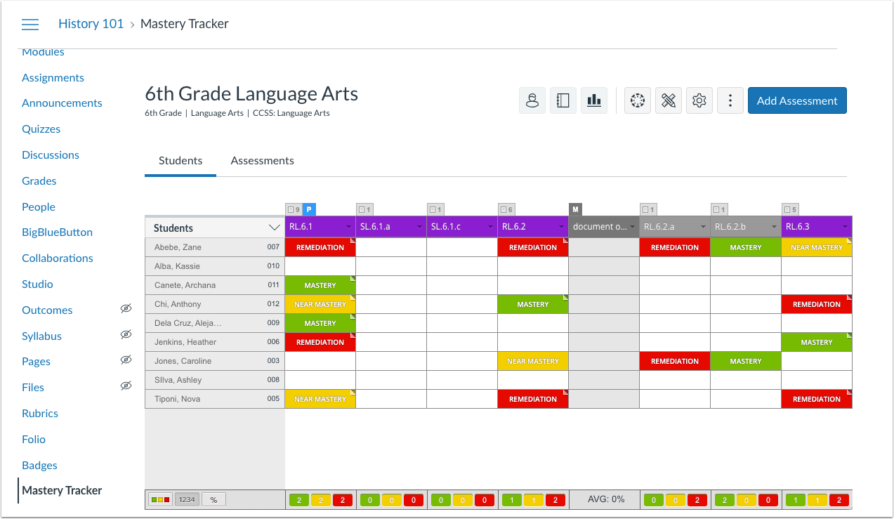 View Scores in Mastery Tracker
