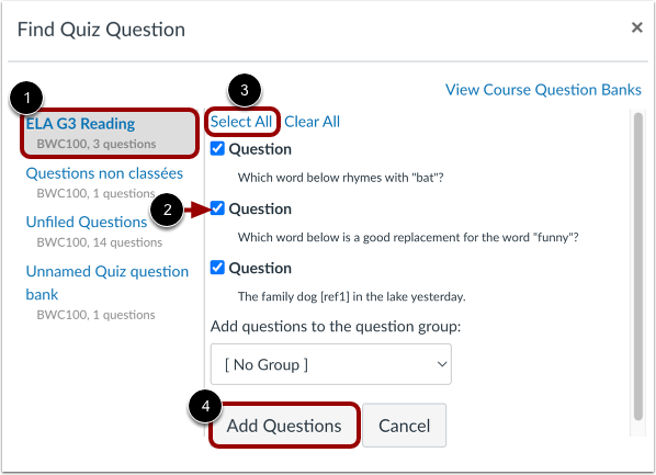 Add Question Bank Questions