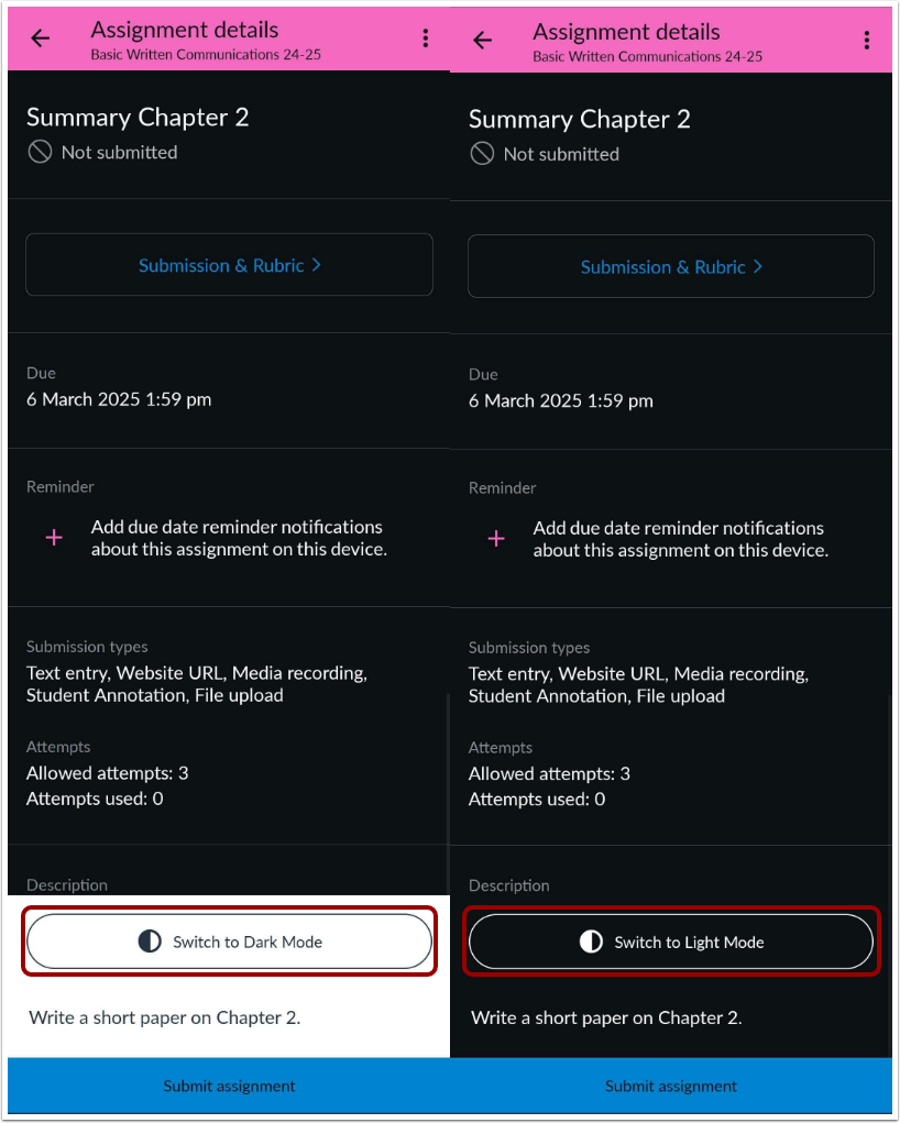 Switch to Dark and Light Mode