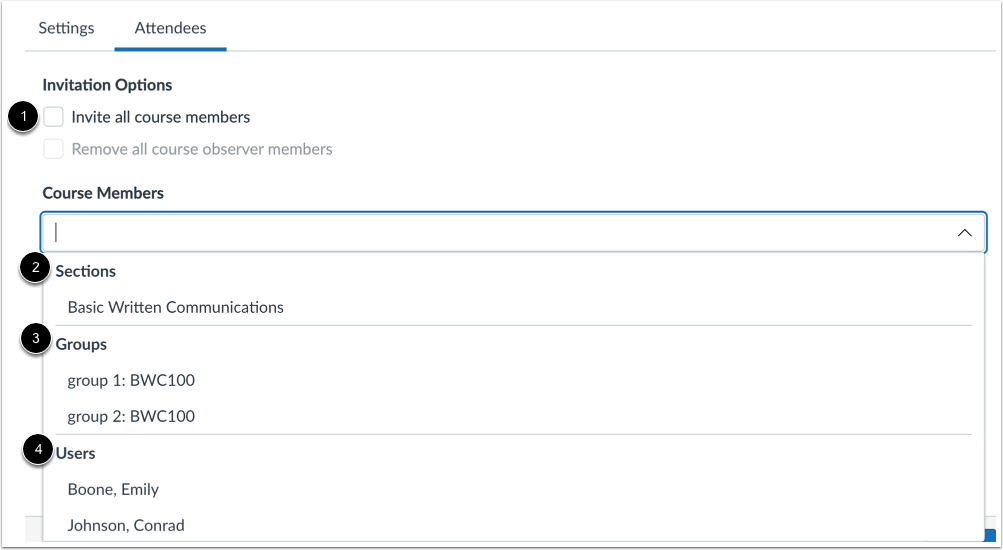 Invite Sections, Groups, or Individual Members