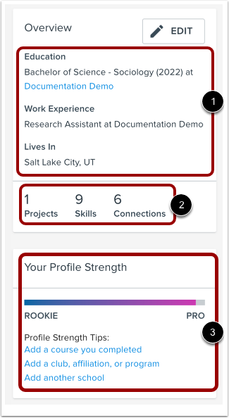 View Overview and Profile Strength