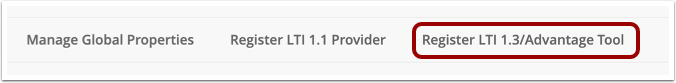 Open Register LTI 1.3/Advantage Tool