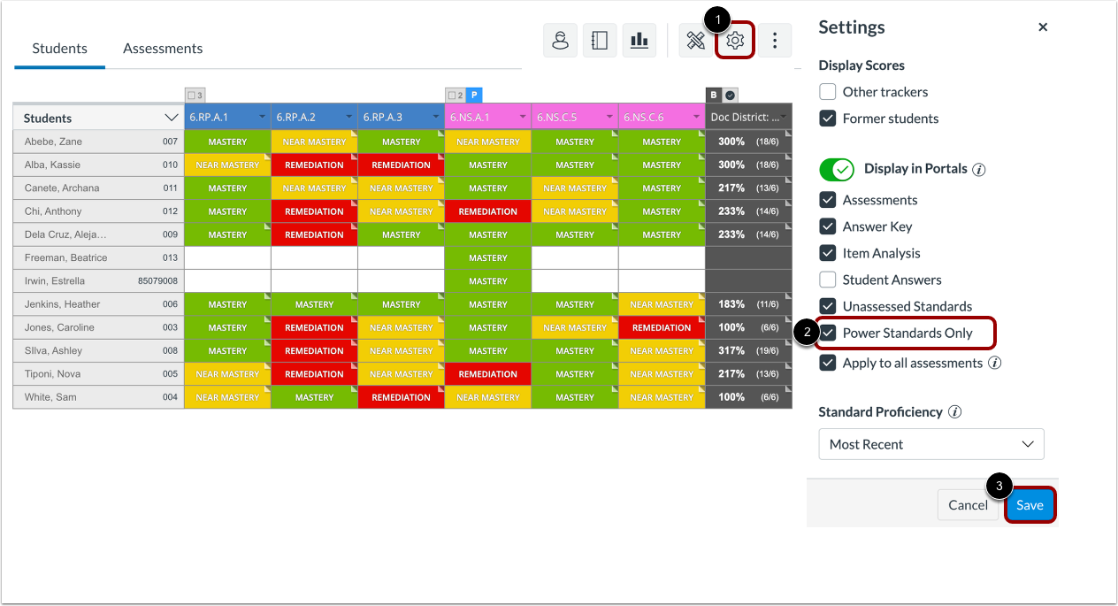 View Only Power Standards