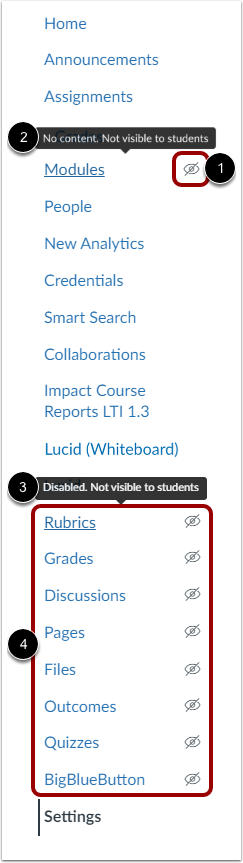 View Course Navigation Links