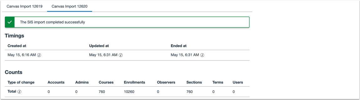 View Rostering Import Job Progress