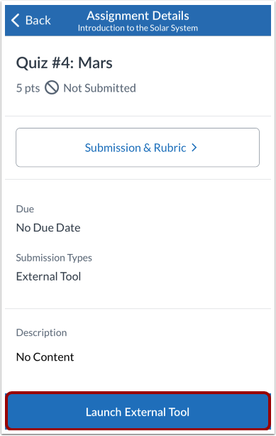 View External Tool Assignment