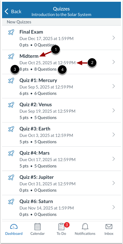 View Quizzes