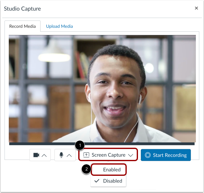 Select Screen Sharing Options