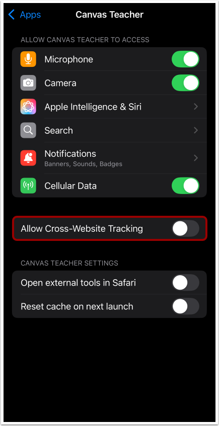 Allow Cross-Website Tracking