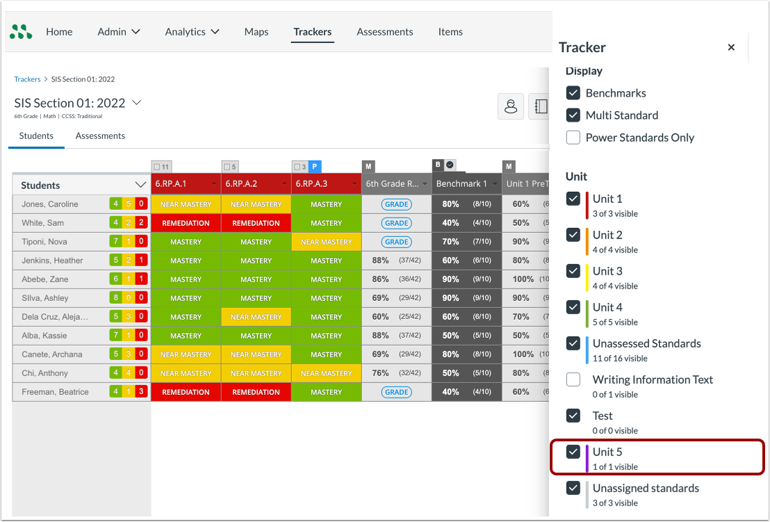 Select Unit Standards