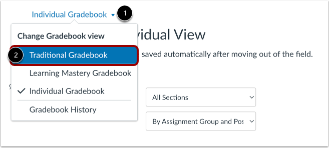 Switch to Traditional Gradebook