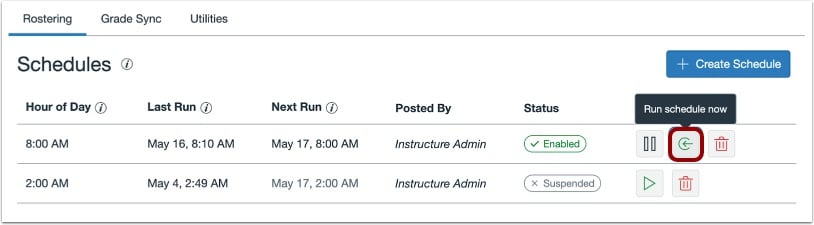 Manually Run Schedule Sync