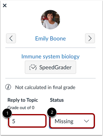View Grade Detail Tray