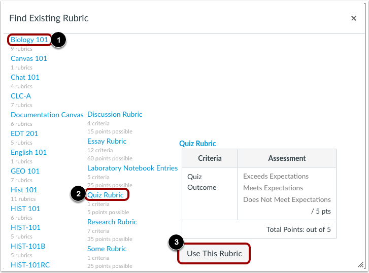 Select Rubric