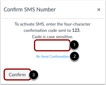 Confirm SMS Number