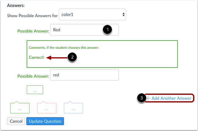 Enter Answer Responses for First Reference Word