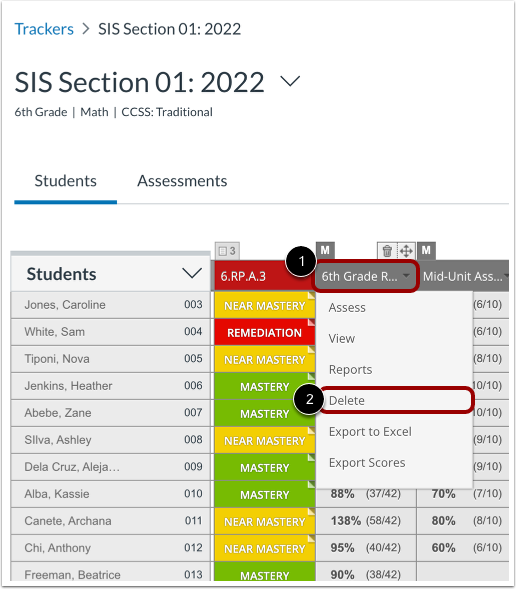 Delete Multi-Standard Assessment
