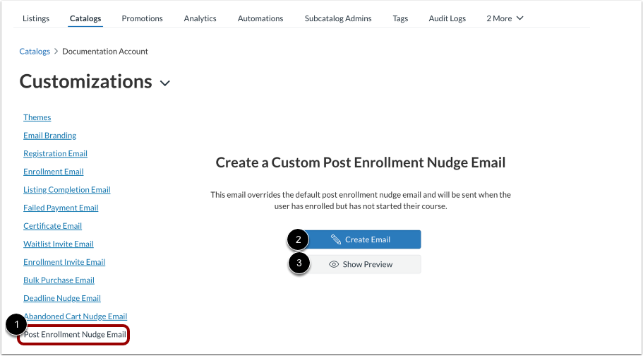 Create Custom Post Enrollment Nudge Email