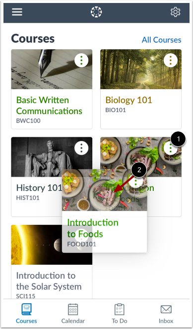 Reorder Course Cards