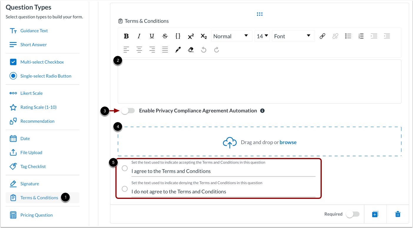 Add Terms and Conditions