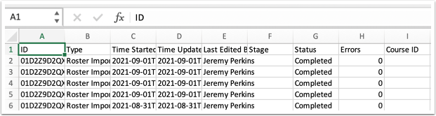 View Rostering Jobs CSV