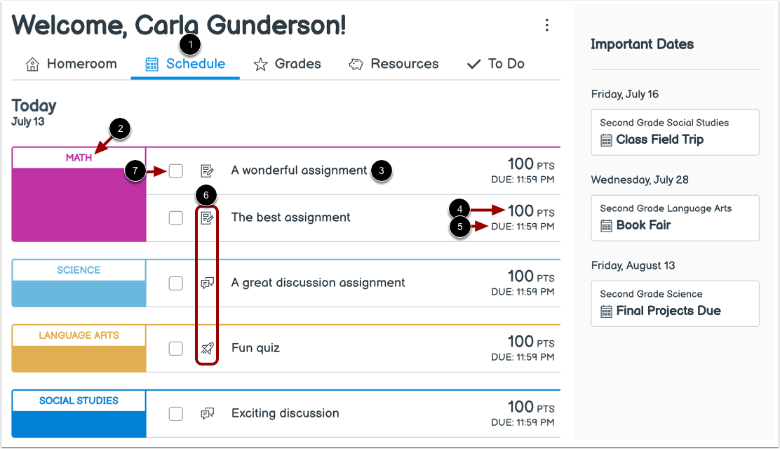 View Homeroom Schedule