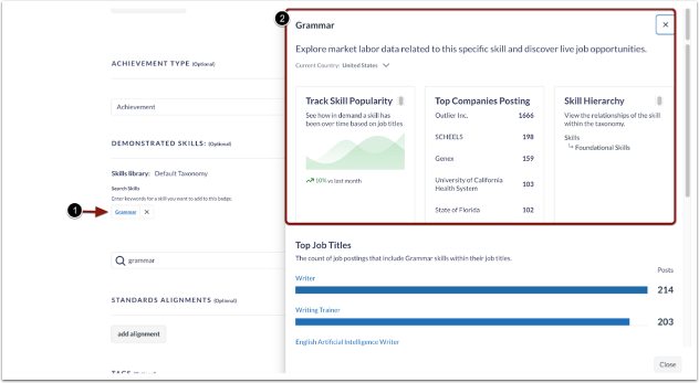 View details About Selected Skill
