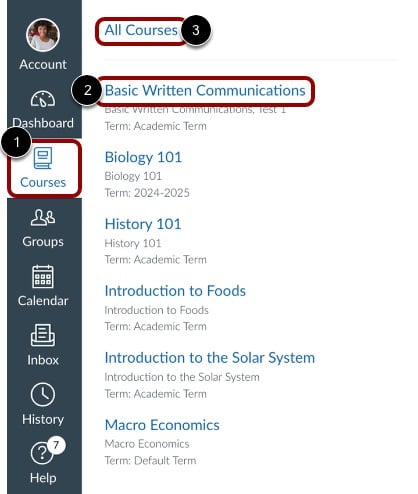 Menu Instructure Como faço para usar o Menu de Navegação do Curso como aluno ...