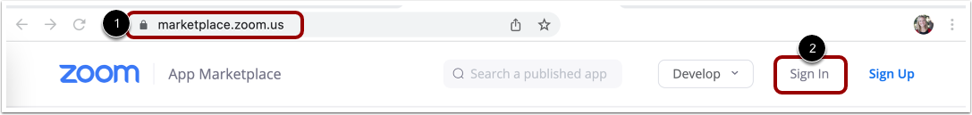 Log In to Zoom App Marketplace