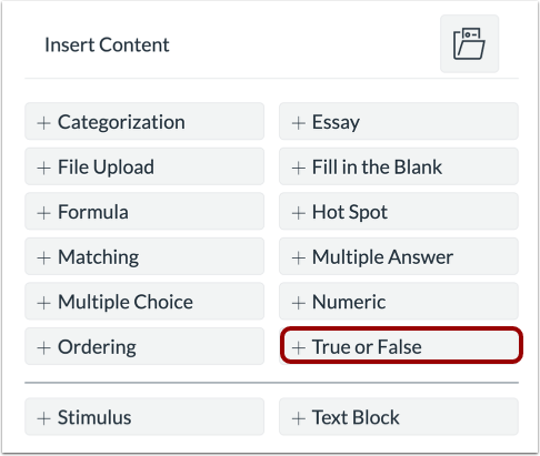 Add True or False Question